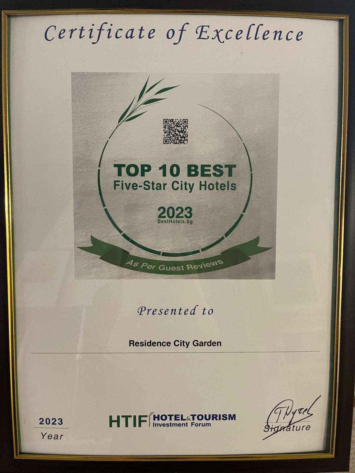 Residence City Garden - Certificate Of Excellence Top 10 Best Five-Stars City Hotels For 2024 Awarded By Htif Płowdiw Zewnętrze zdjęcie